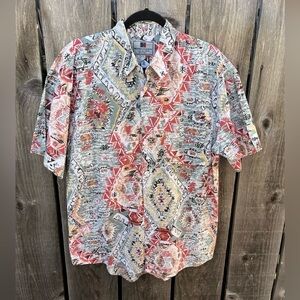 Men's Maneuvers Shirt Multicolor Southwest Button-Down M Cotton Beach Surf TIKI